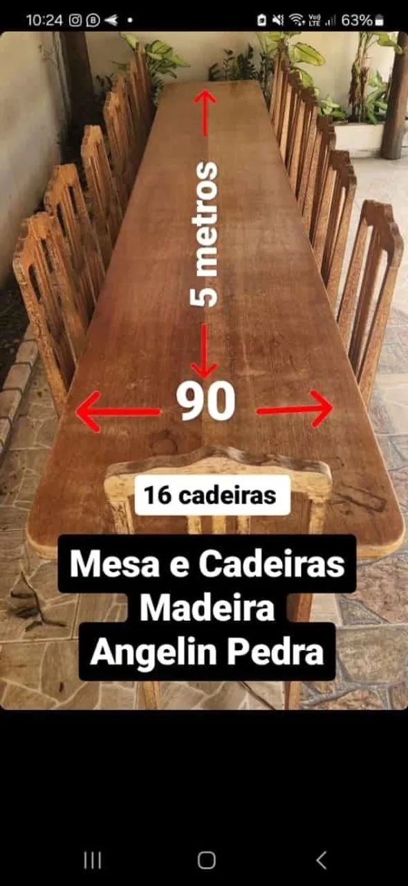 Mesa e cadeiras de madeira angelin pedra - Foto 2