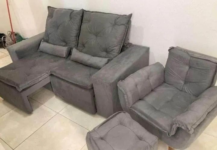 Sofá Retrátil Poltrona e Puff - Foto 2