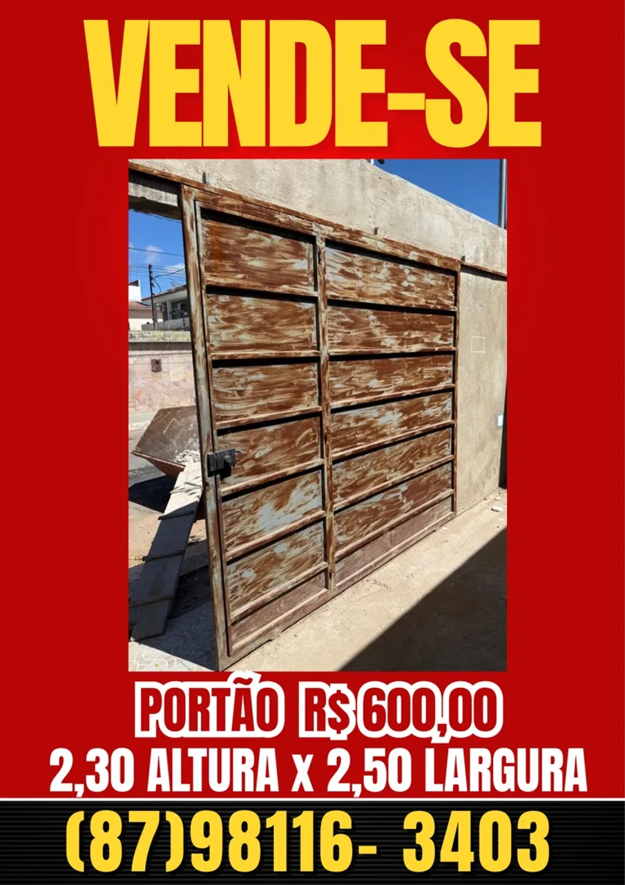 PORTÃO DE CORRER USADO - 2,30m (altura) x 2,50m (largura)- Excelente estado!