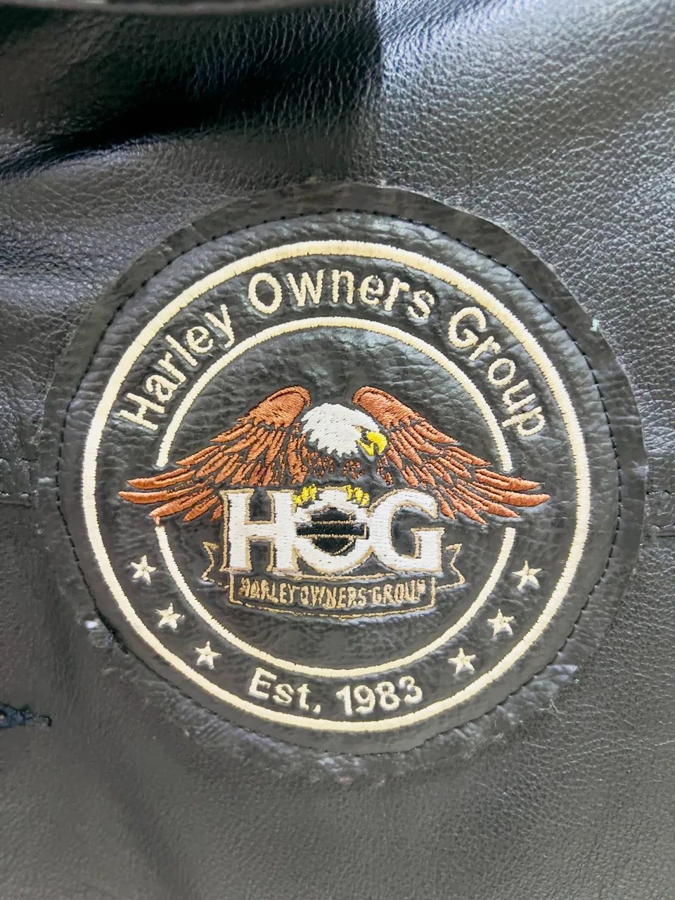Jaqueta de couro legítimo G/GG com patchs HOG - Foto 3