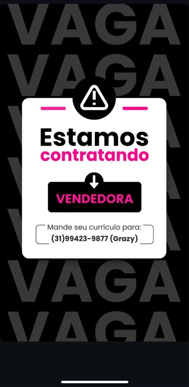 VAGA VENDEDORA LOJA INFANTIL CONTAGEM