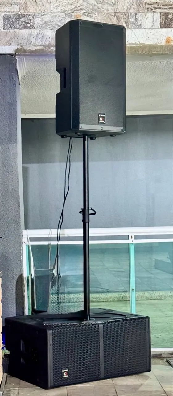 Som profissional K áudio zerado na caixa TPX 15 / RIO SW 212 A JBL