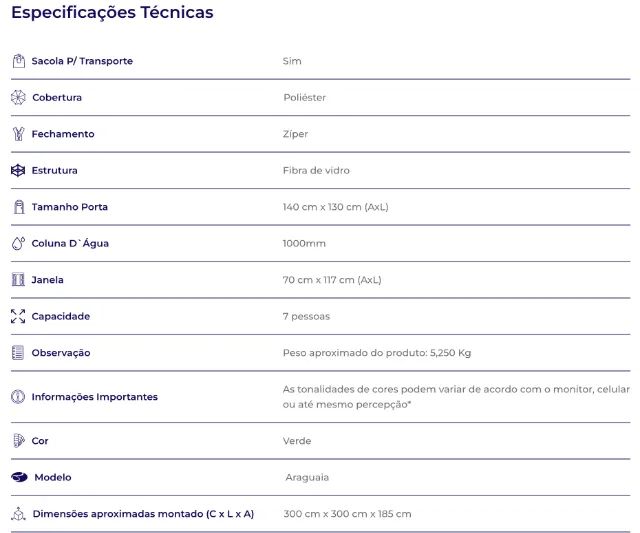 Barraca para Camping Alta Premium 3 x 3 Metros Até 6 Pessoas BELFIX - Foto 2