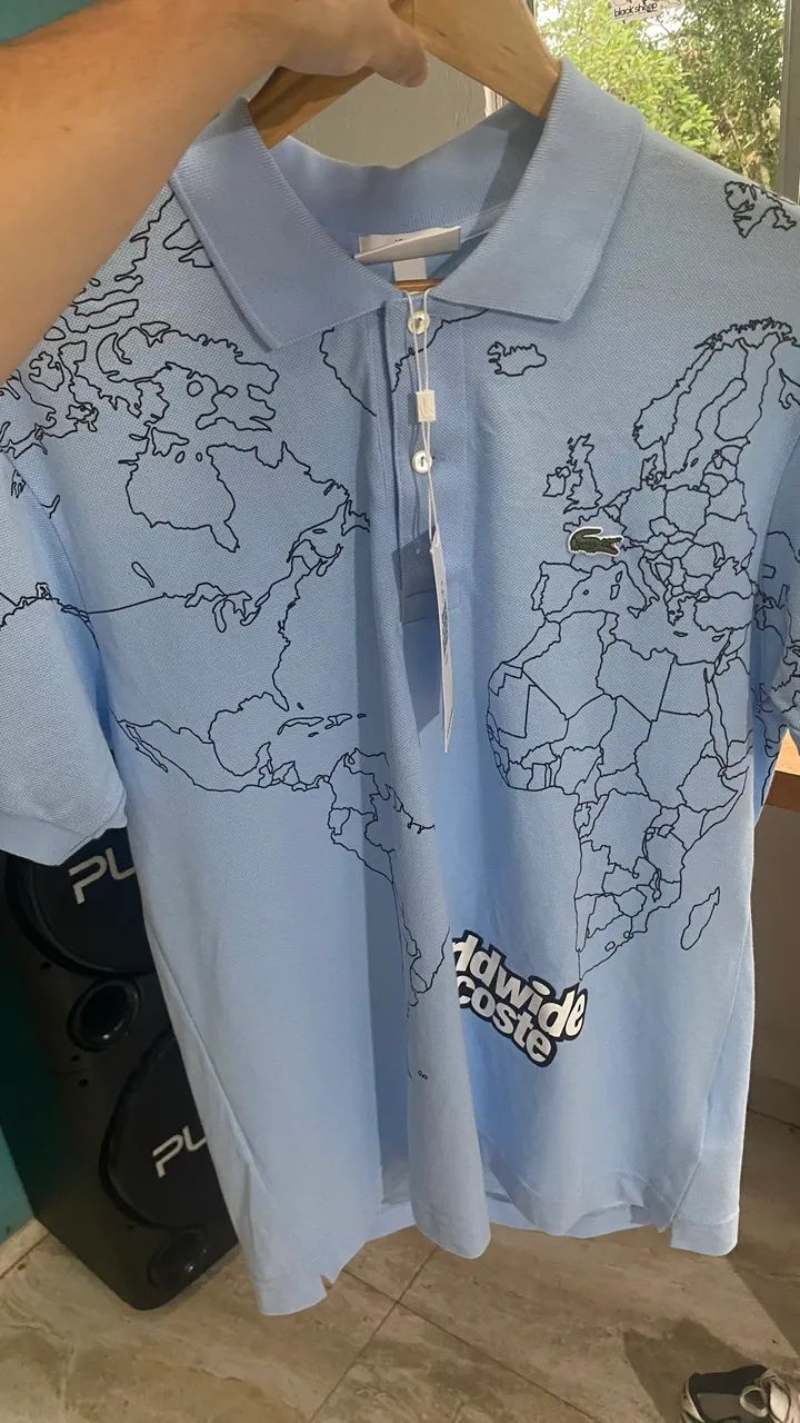 Polo Lacoste Worldwide - azul claro - Foto 4