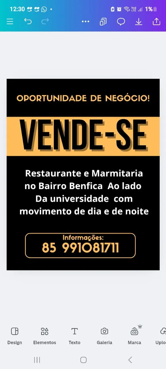 Restaurante e Marmitaria à venda no Bairro Benfica
