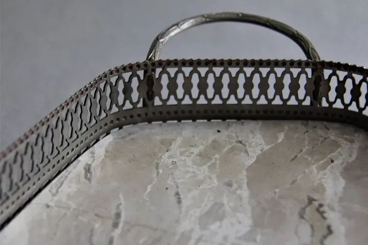 Bandeja em Prata com Fundo Marmore Italia Polido ( 40 X 25 )  - Foto 3