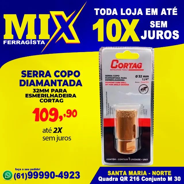 Serra Copo Diamantada 32mm Para Esmerilhadeira Cortag