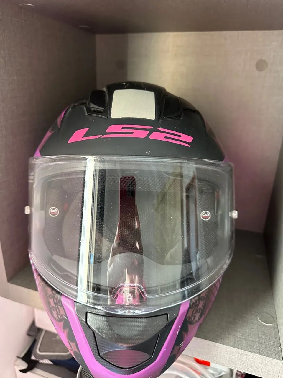 Capacete LS2 FF320 Lux Preto/Roxo - Foto 4