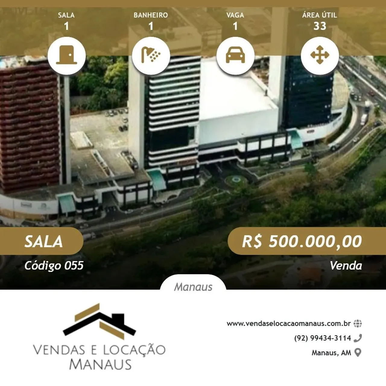 Venda Valor R$ 500.000,00 Sala na Torre Business Millenium Shopping Djalma Batista