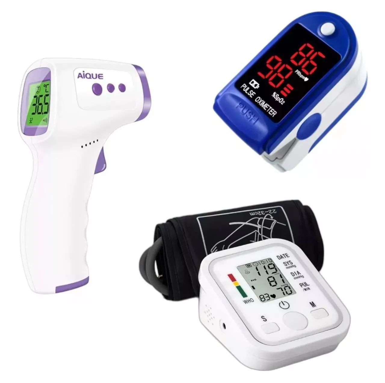 Kit de saúde completo para bebê - Termômetro, Oxímetro e Monitor de pressão!