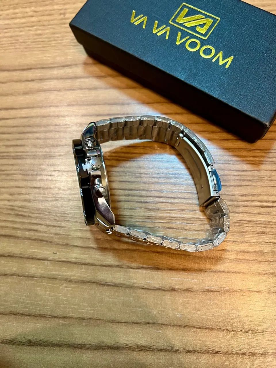 Relógio Masculino Va Va Voom 46mm - Militar com Pulseira Metálica Prateada - Foto 2