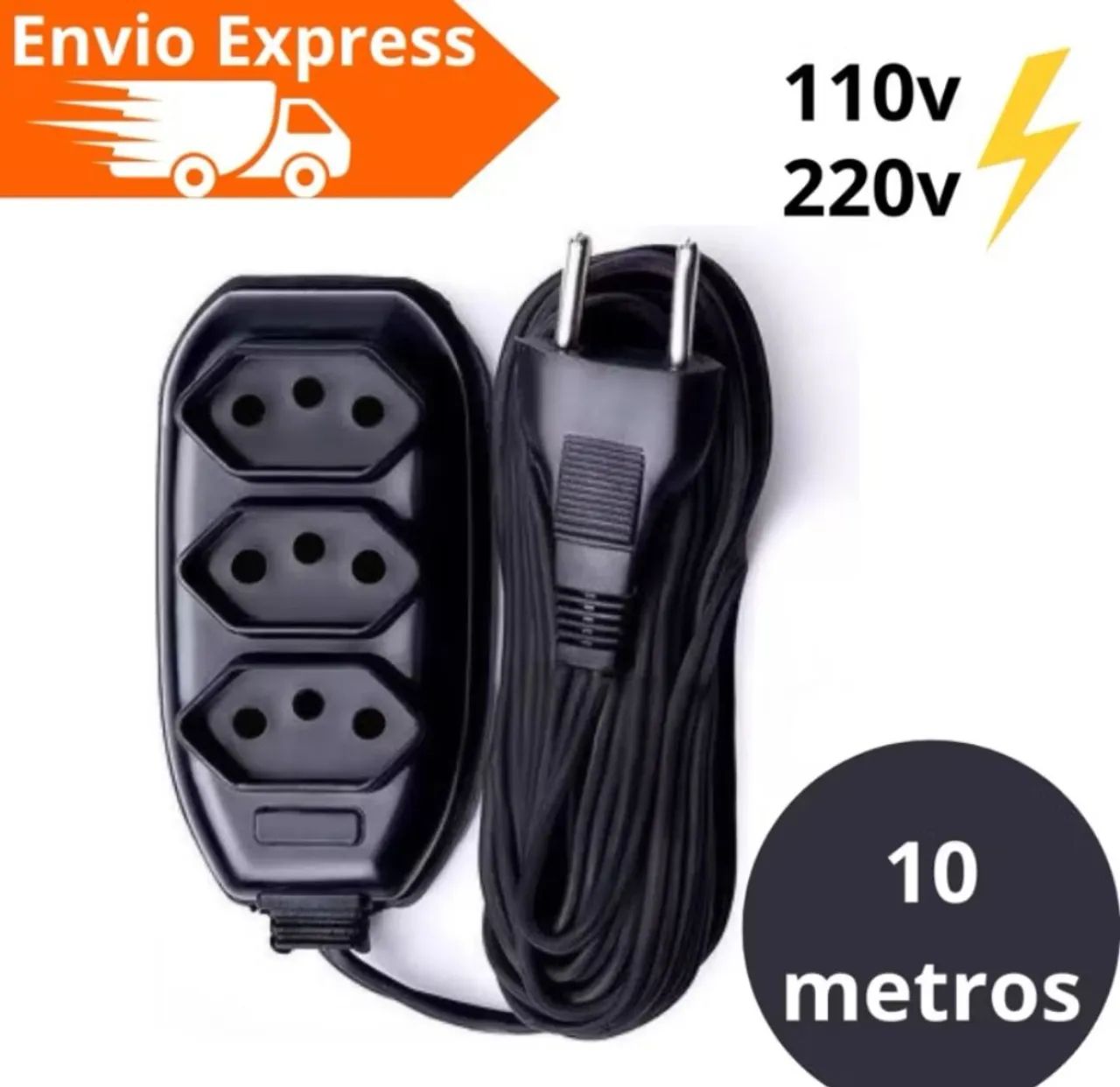 Extensão elétrica 10 metros Extensor com 3 Tomada 110v/220v