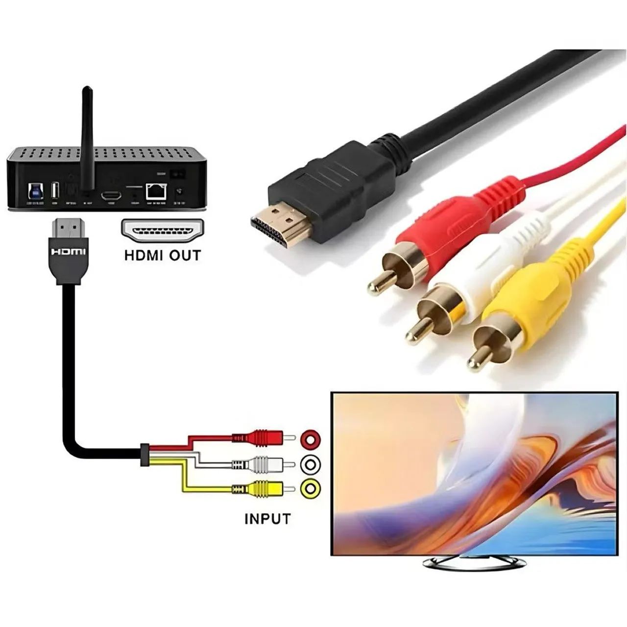 Cabo HDMI para RCA (3xRCA) - Novo - Foto 2