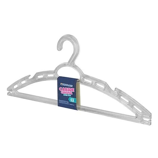Conjunto Com 2 Cabides Crystal Adulto Multiuso Arqplast