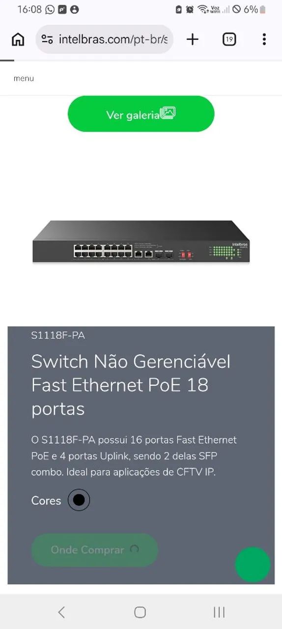 SWITCH POE INTELBRAS 1118F 