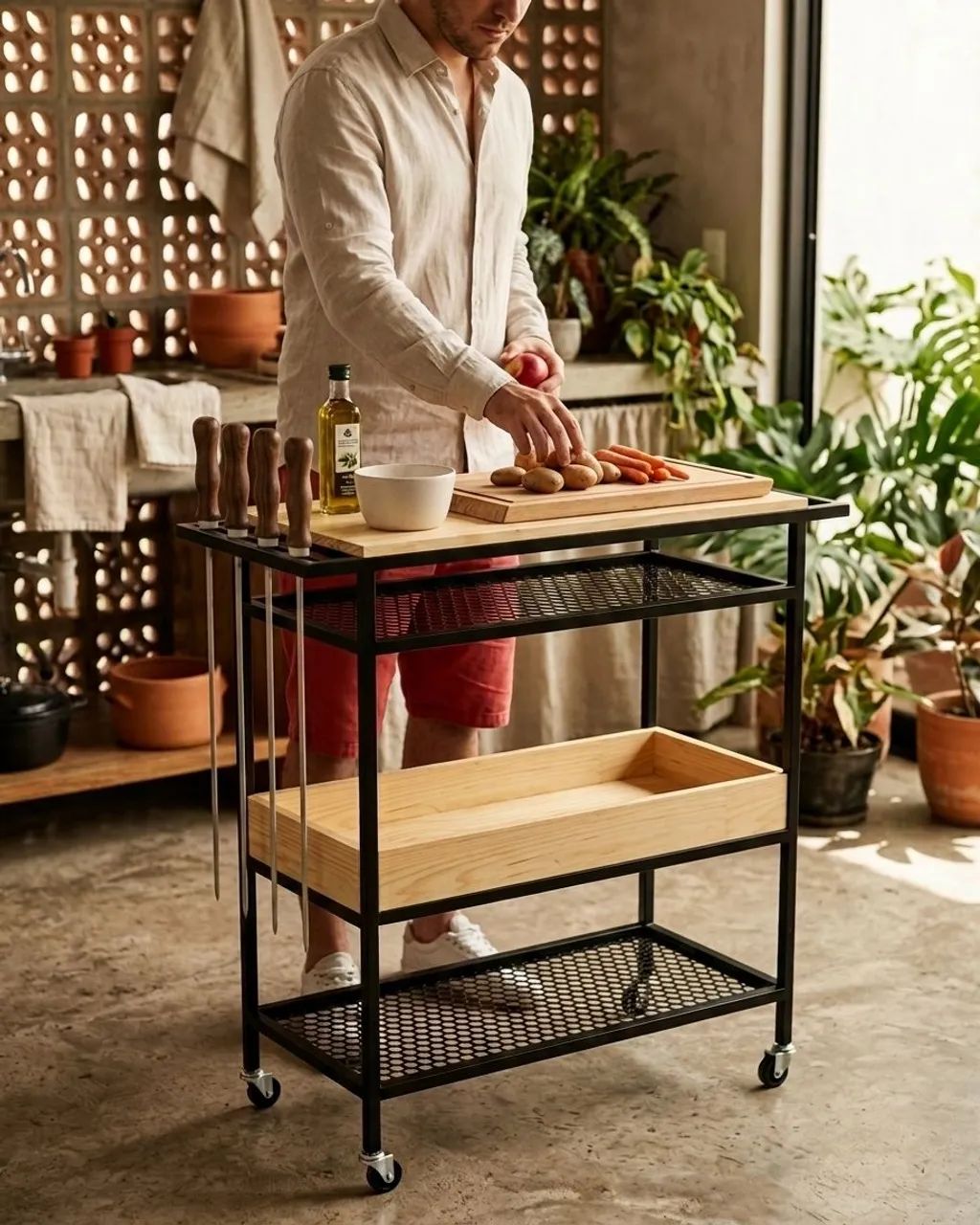 Mesa Auxiliar para Churrasco e Cantinho do Café em Metalon - Foto 2