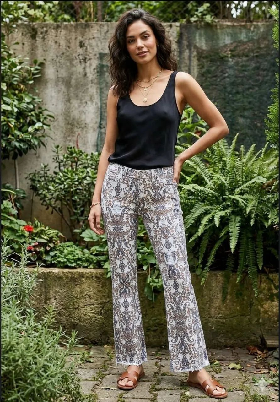 Calça Canal boot cut estampada - Foto 2