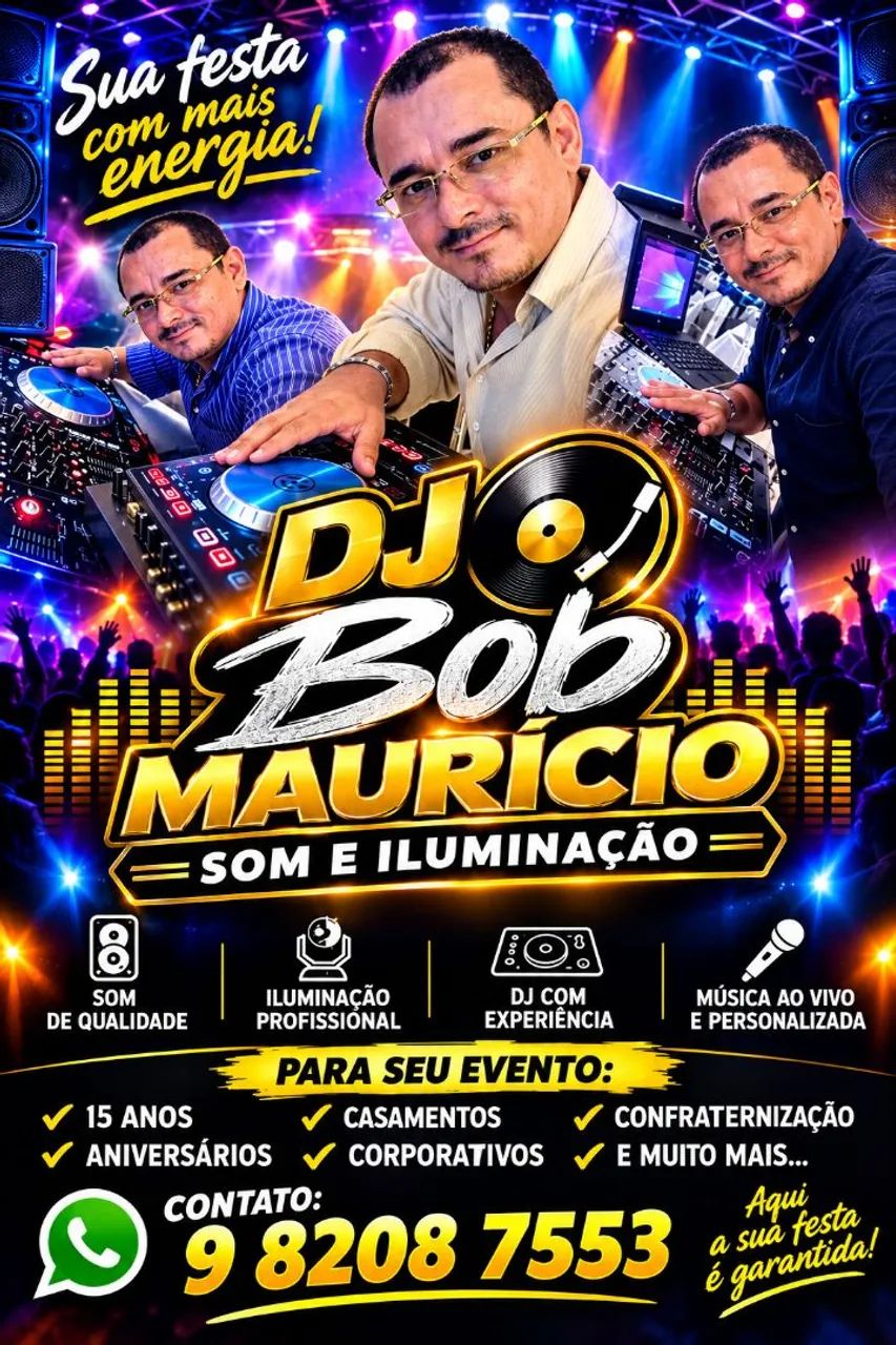 DJ, som e iluminação 