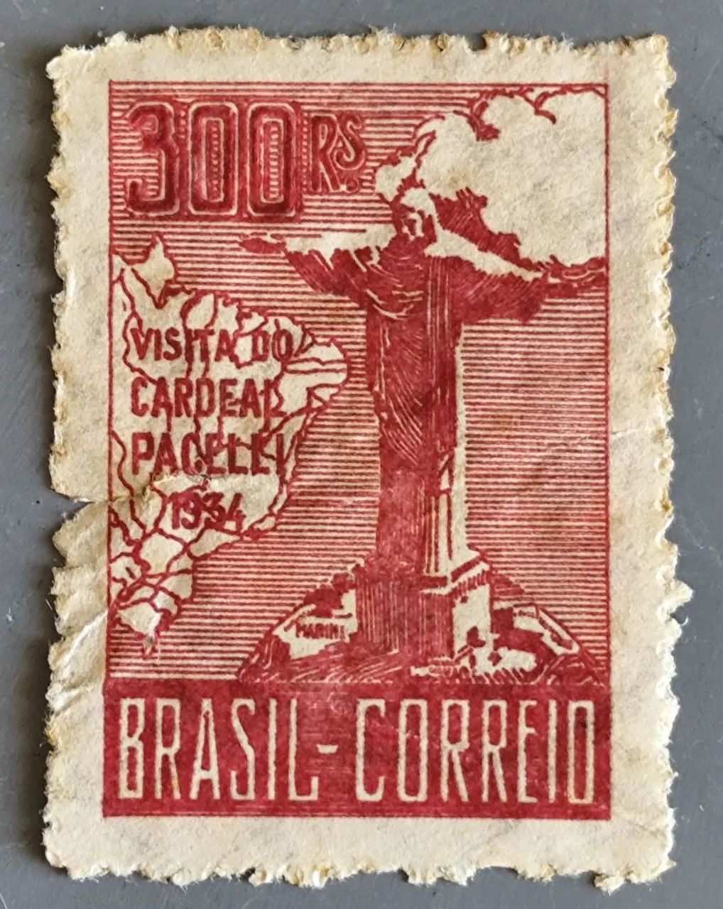 SELO POSTAL BRASIL - VISITA DO CARDEAL PACELLI -