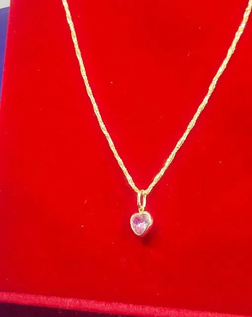 Pingente Coração Rosa Ouro 18 Kilates Pedras Zircônia 5 mm - Foto 4