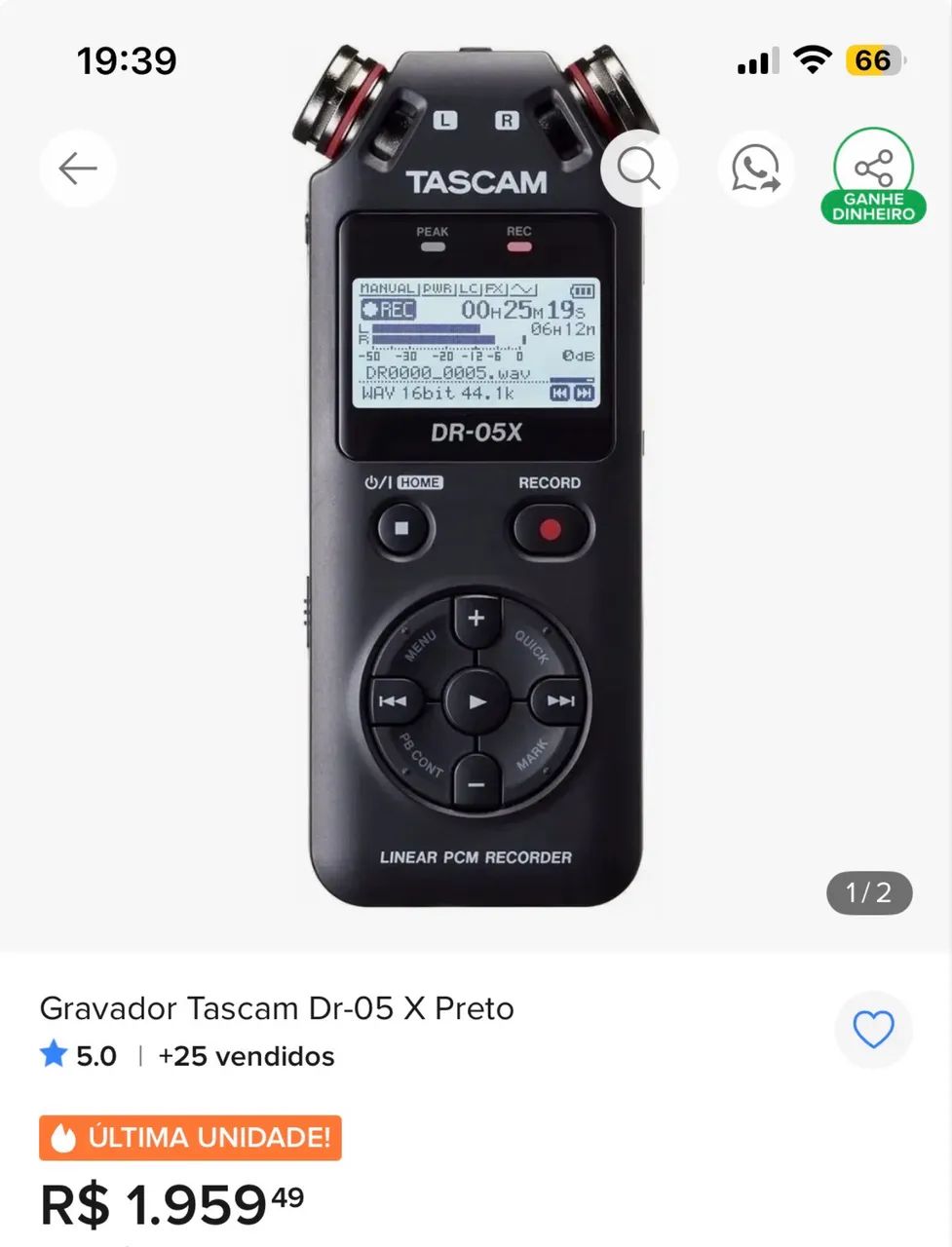 Gravador Tascam DR-05 - Foto 4