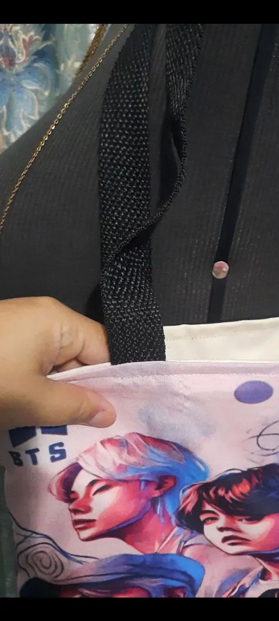 Bolsa Ecobag artesanal BTS - Resistente e Estilosa - Foto 4