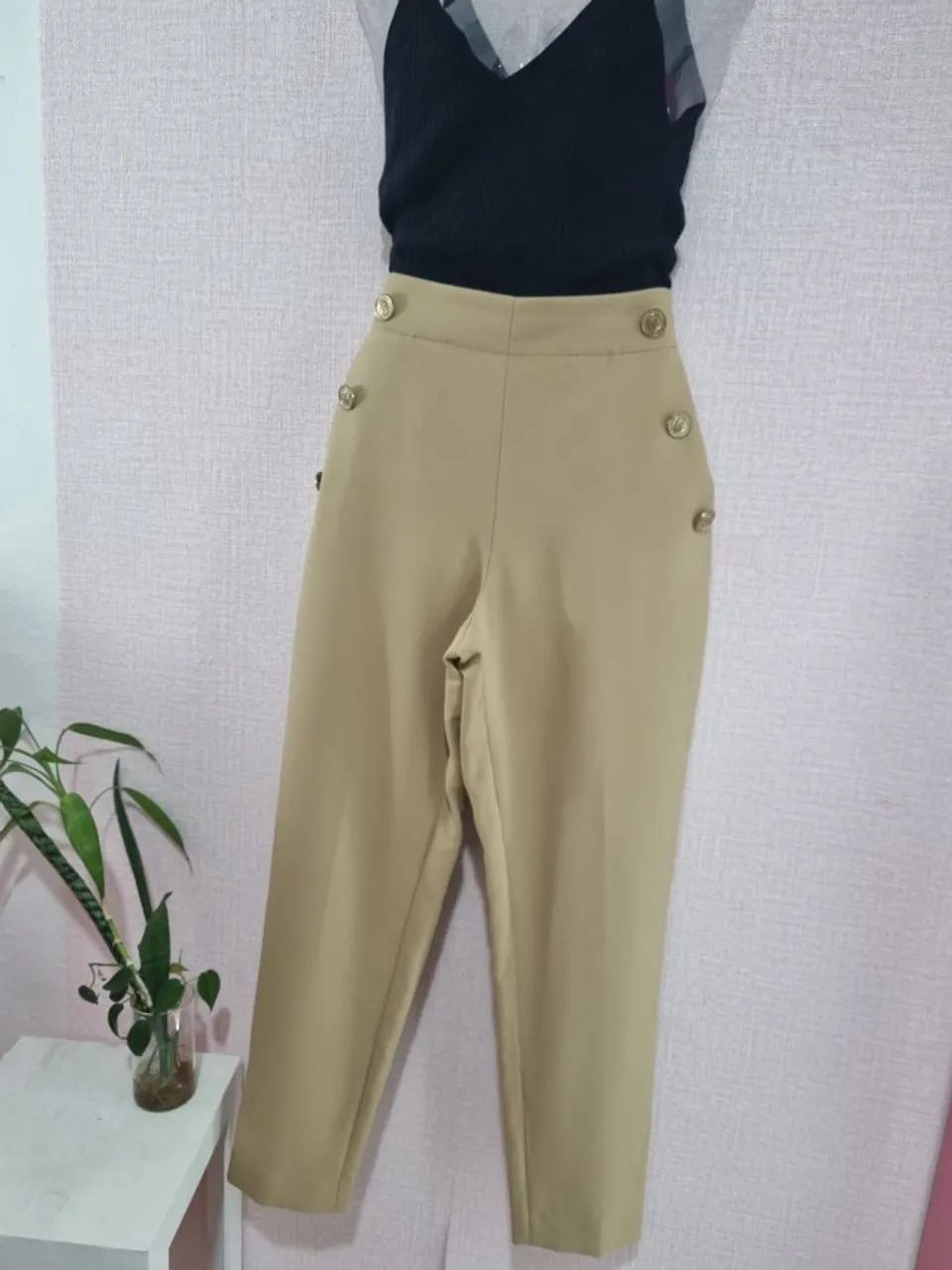 CALÇA ALFAIATARIA ZARA BEGE