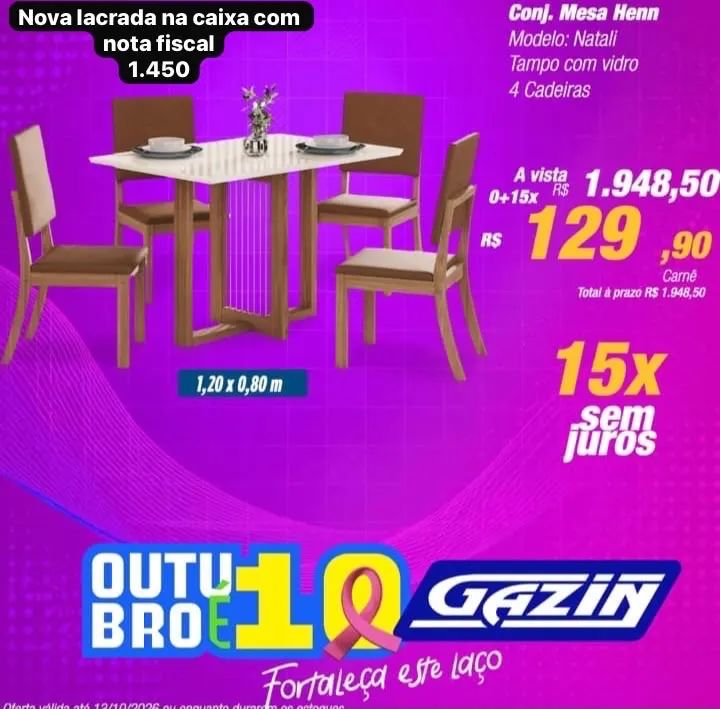 Conjunto de Mesa de jantar nova na caixa lacrada 