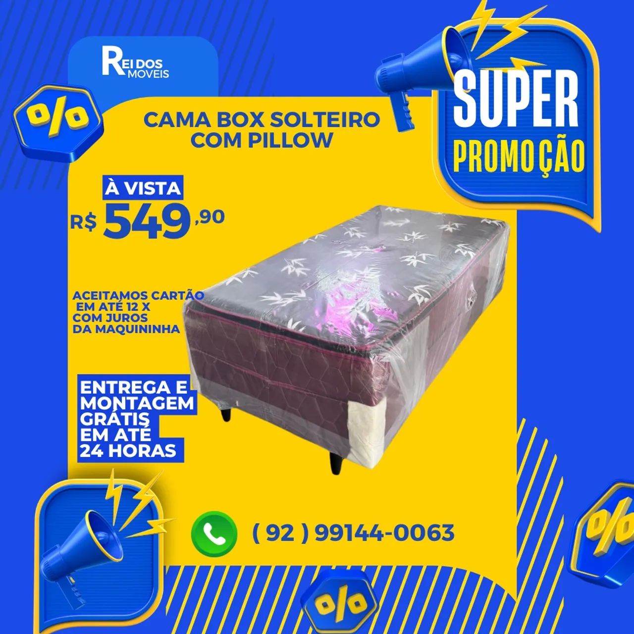 Cama box solteiro com pillow top 