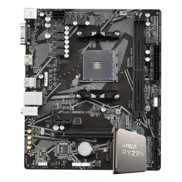 Kit Upgrade, AMD Ryzen 5 5500 + Placa Mãe Chipset A520M
