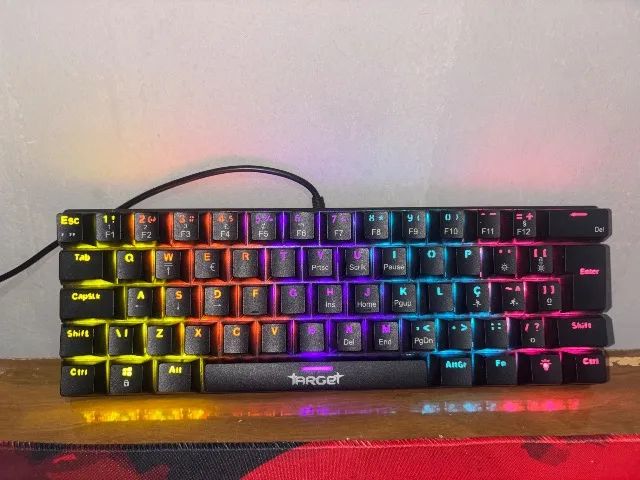 Teclado mecânico 60%, switch vermelho, com fio, sem caixa 
