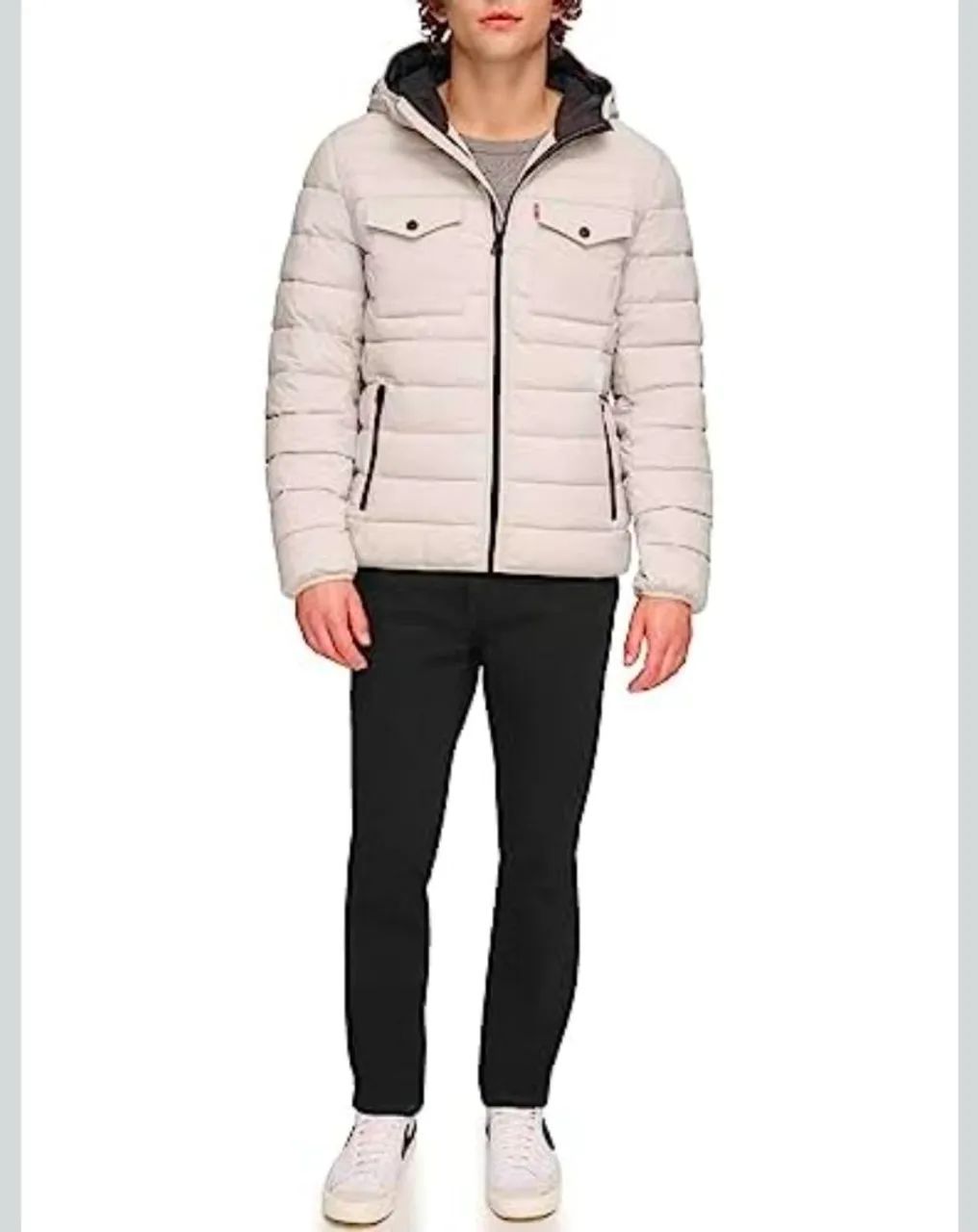Jaqueta masculina levis com capuz elástica resistente à água Nova. Original - Foto 5