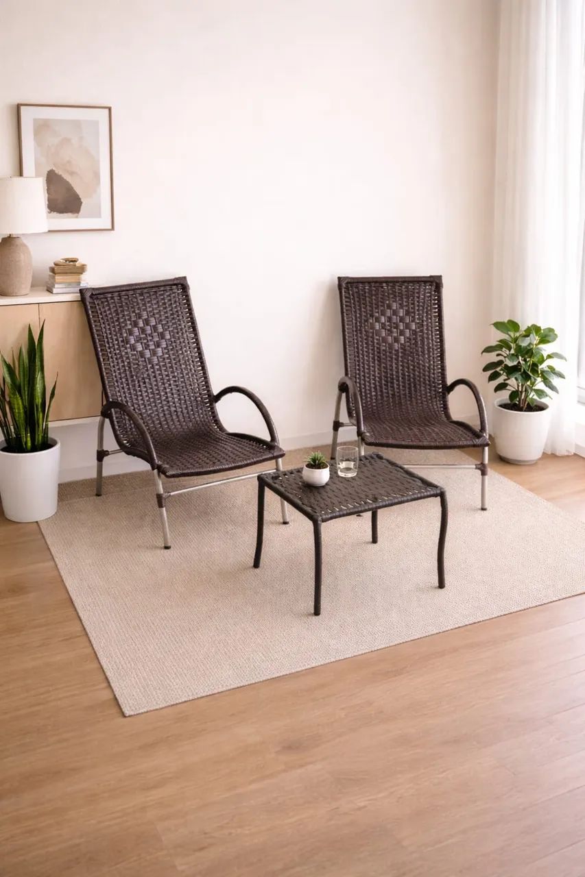 Cadeiras conjunto com mesa de centro 3 peças 
