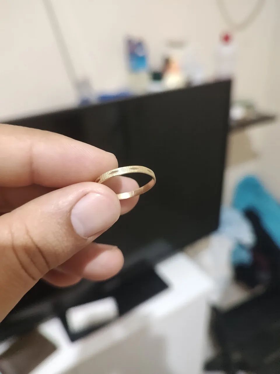 Aliança de ouro 18 legítima jóia 
