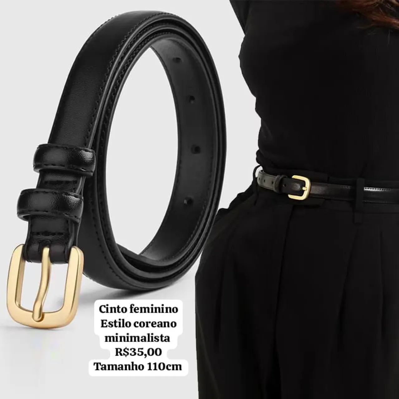 Cinto feminino moda coreana minimalista