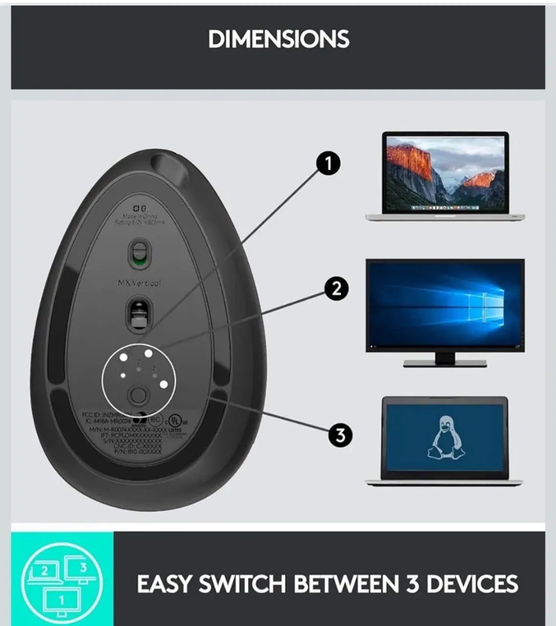Mouse sem fio MX Vertical Logitech - Novo Lacrado - Foto 3