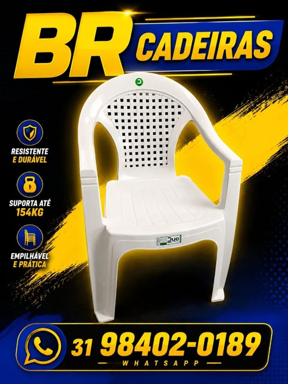 Cadeira Plástico com Braço 152kg