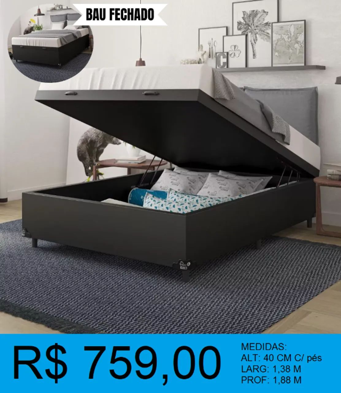 BASE BAU CASAL - COMPRE HOJE E RECEBA EM ATÉ 72 HORAS  - Foto 2