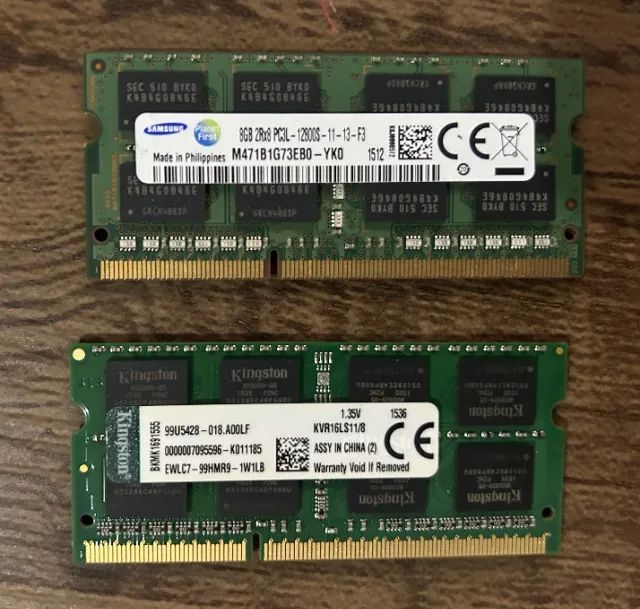 Kit Memórias DDR3 16GB (2x8) 1600MHz Kingston e Samsung - Memória