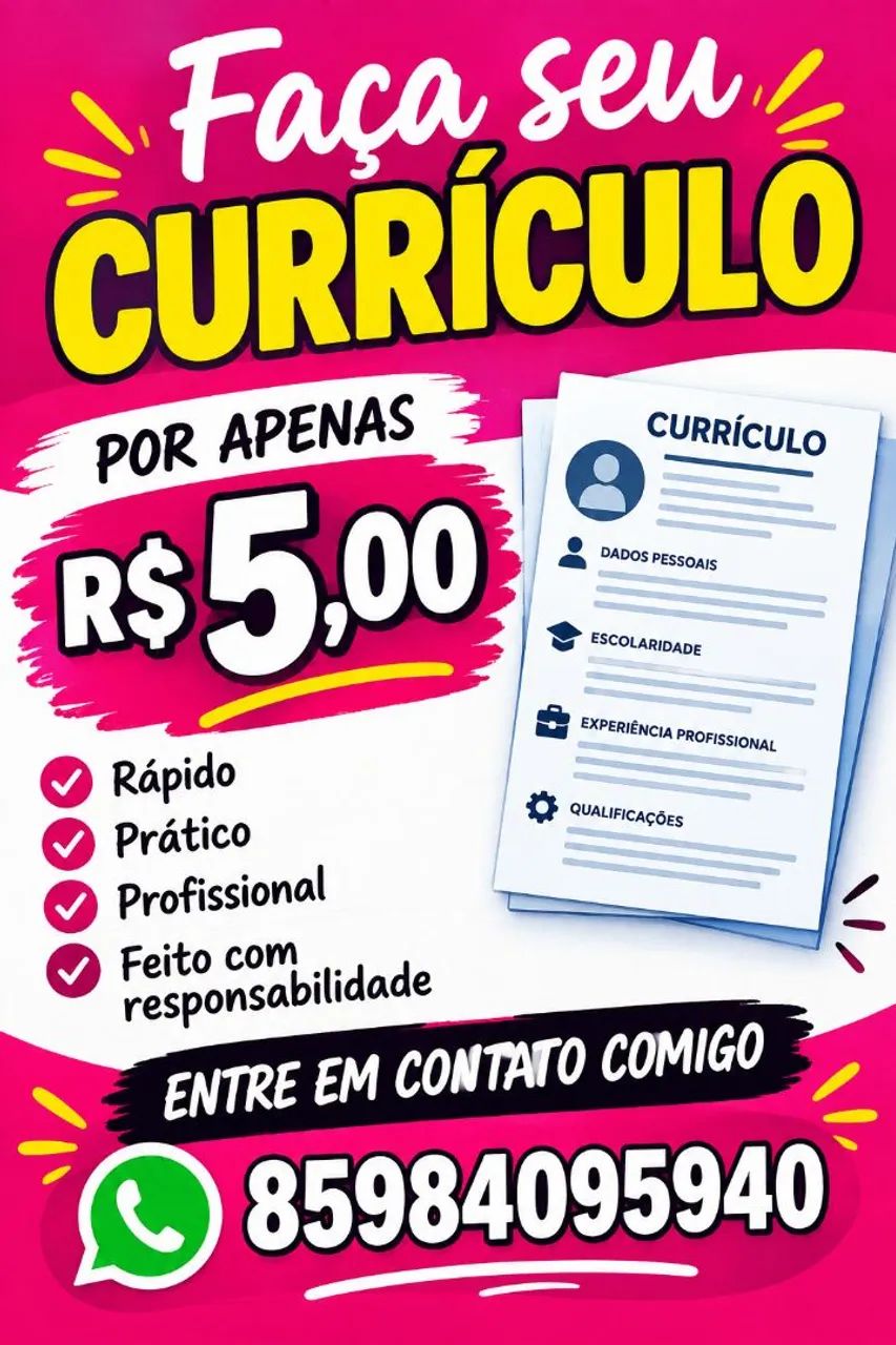 Faça seu currículo profissional comigo