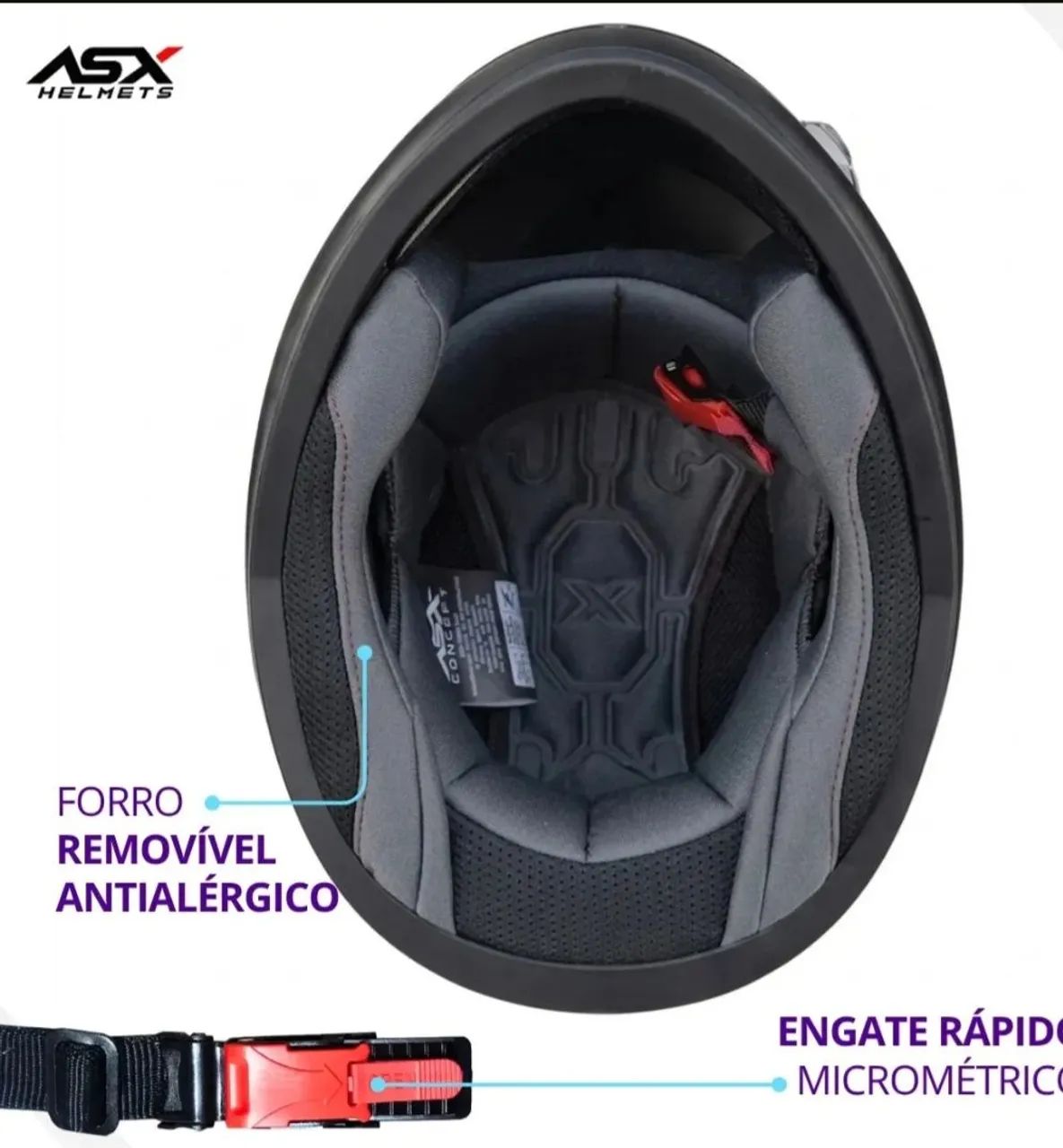 Capacete Para Moto Integral Asx City  Solid 60 - Foto 2