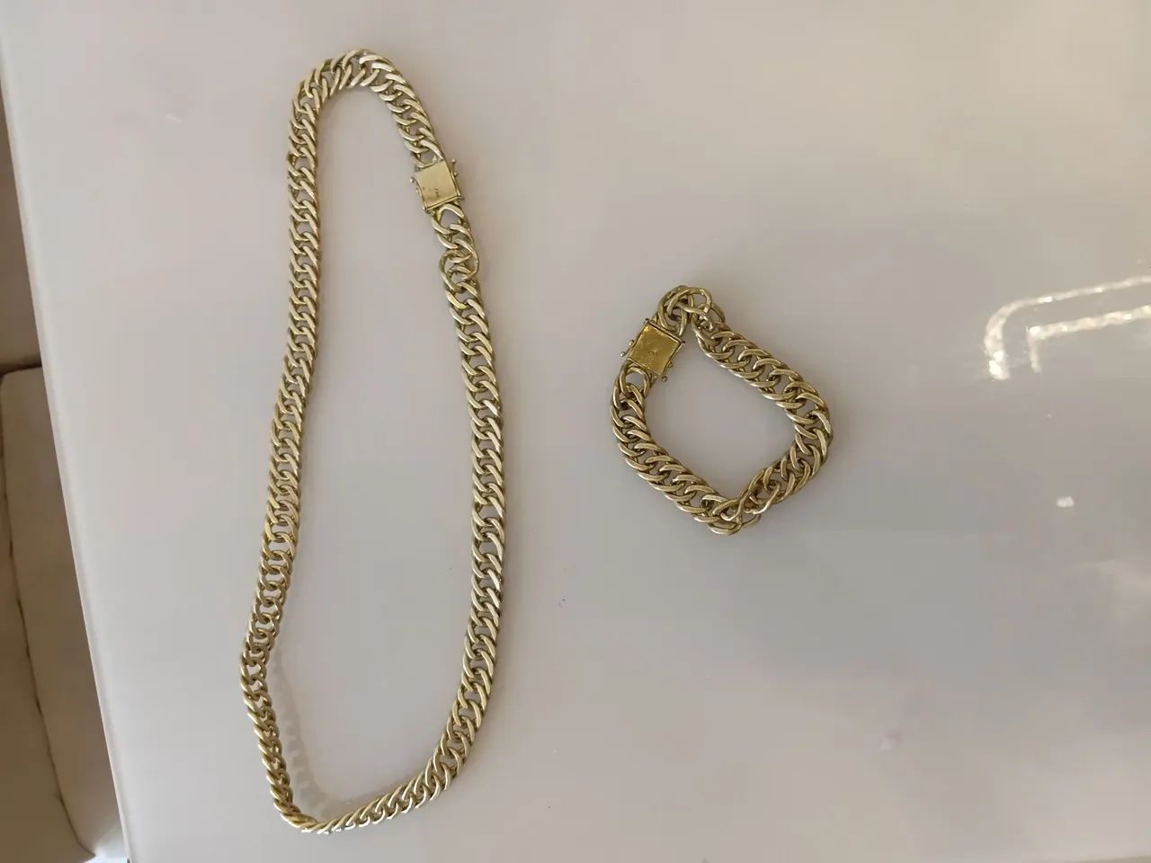 Corrente e pulseira de moeda antiga  - Foto 4
