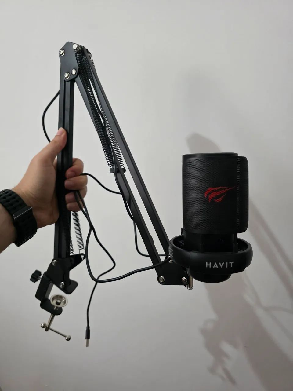Microfone Stream Havit RGB Com Braço Articulado Gk50 Pro Preto