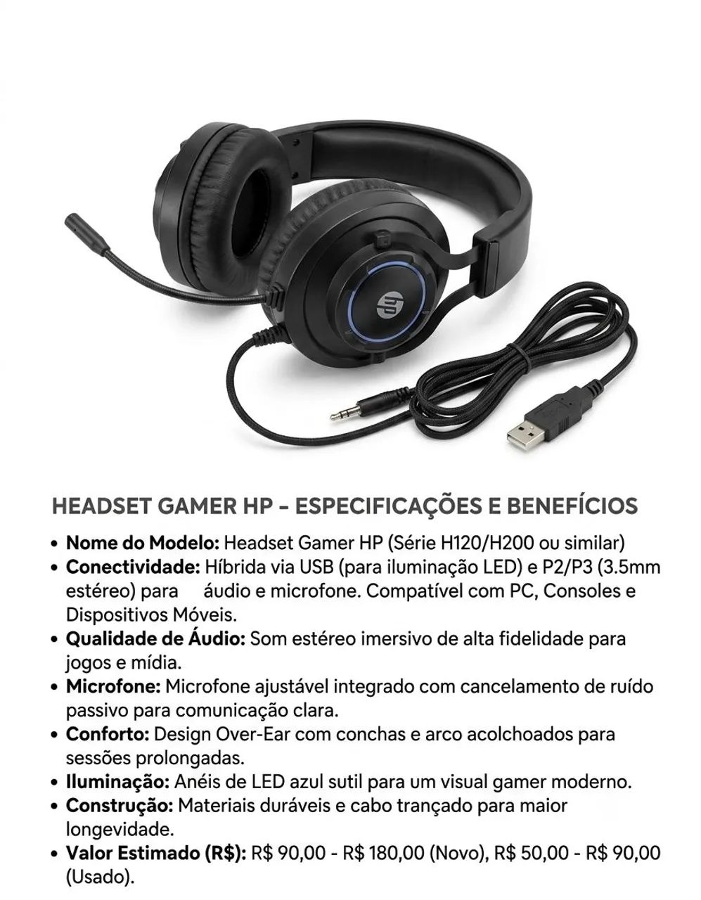 Fone de ouvido headset, muito bom