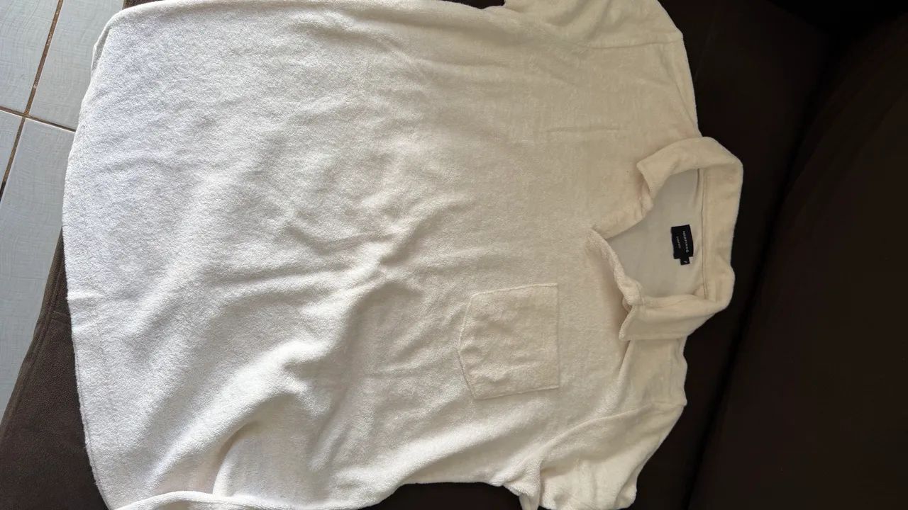 Camisa polo off white - tecido pelúcia  - Foto 2