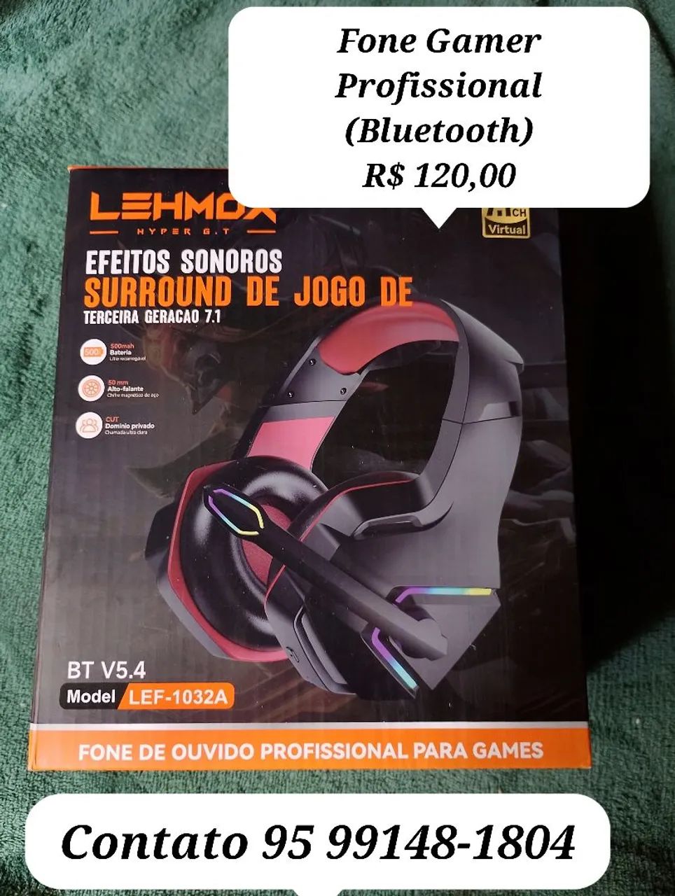 Fone de Ouvido Profissional para Games - Bluetooth 
