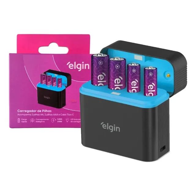 Carregador Elgin Usb-c 46rscusbcx04 4 Pilhas Aa/aaa 5v - Foto 2