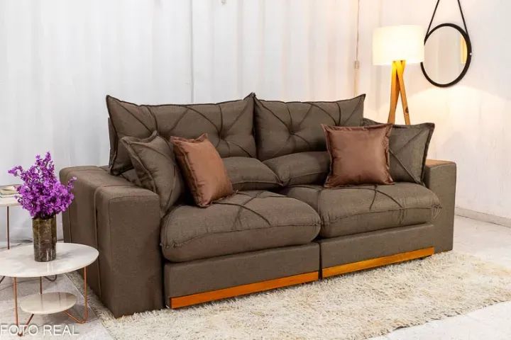 Sofá Gran Bello Veludo Marrom 2,50m. Entrega rápida. 0302 - Foto 4