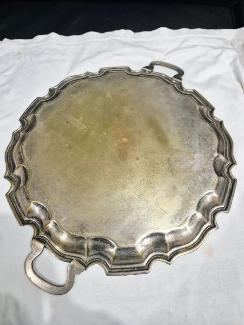 Bandeja Grande Antiga Alpaca Silver Plate 46cm - Old English - Foto 3