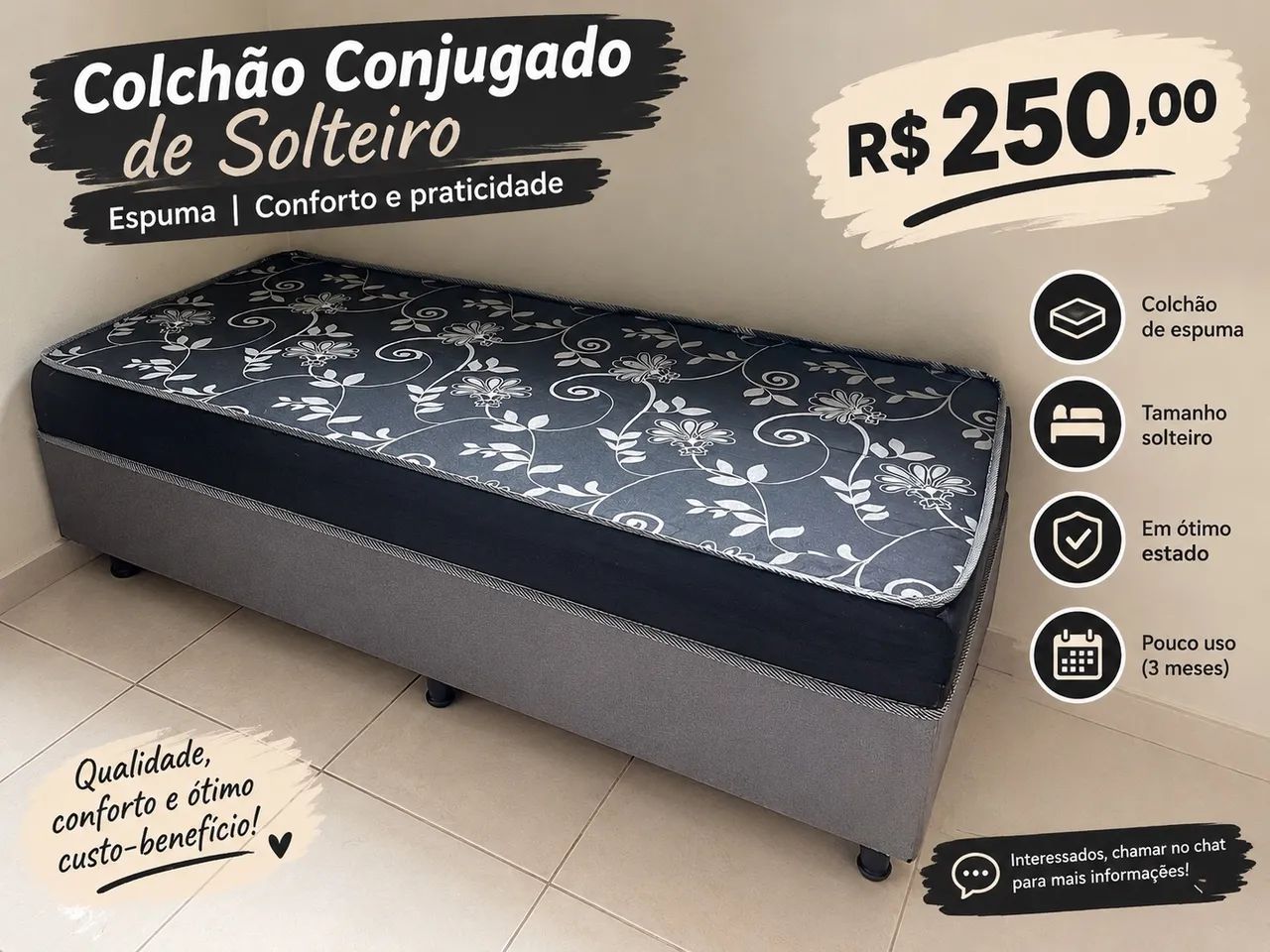 Cama solteiro box conjugado 